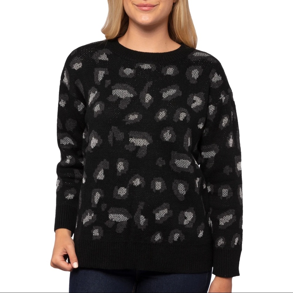 NWT Kendall + Kylie Navy Gold Animal Print Sweater